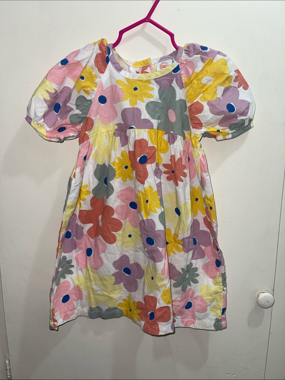 Girls Floral Puff-Sleeve Cotton Dress - Multi